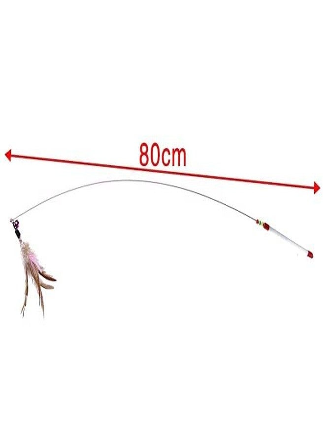 GOLD MAX Cat Wand, Interactive Feather Toy, Cats Teaser Wands, Pet Fishing Rod with Feathers Balls & Bells, Fun Catcher Cats Stick Toy, Kitty Activity Teaser for Cats, Kitten -1N (Color May Vary) - Image 2